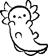 A small black and white axolotl, the Oxi-LOTL mascot