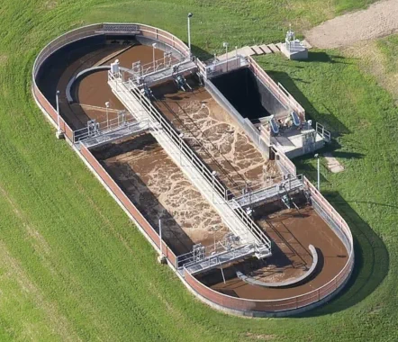 A traditional oxidation ditch in operation